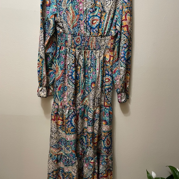 Bohemian Paisley Print V-neck Dress M Multicolor - Picture 4 of 5